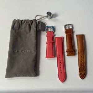 Michele Women's  Watch Straps Bundle 18 & 20 Salmon and Brown with Flaw